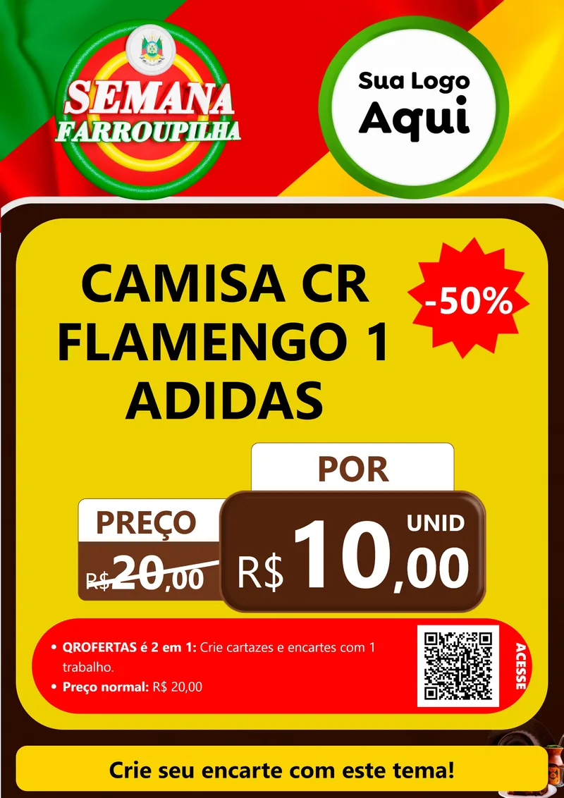 Modelo de Cartaz para Cartaz A4 Vertical com o tema Semana Farroupilha para Roupas e acessórios