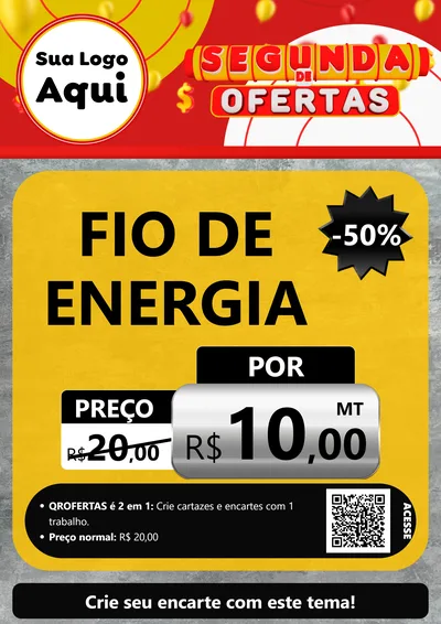 Modelo de Cartaz para Cartaz A4 Vertical com o tema Segunda de Ofertas para Materiais Elétricos