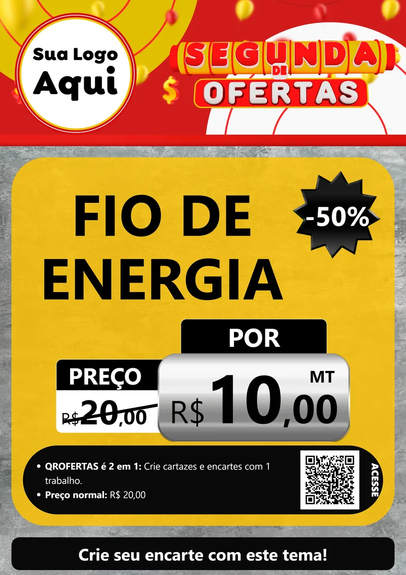Modelo de Cartaz para Cartaz A4 Vertical com o tema Segunda de Ofertas para Materiais Elétricos