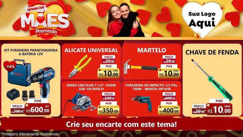 Modelo de TV para TV Horizontal com o tema Semana das Mães Premiada para Maquinas e Ferramentas