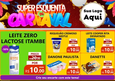 Modelo de Encarte para Encarte A4 Horizontal com o tema Super Esquenta de Carnaval para Frios e Laticínios