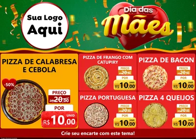 Modelo de Encarte para Encarte A4 Horizontal com o tema Dia das Mães para Pizzaria