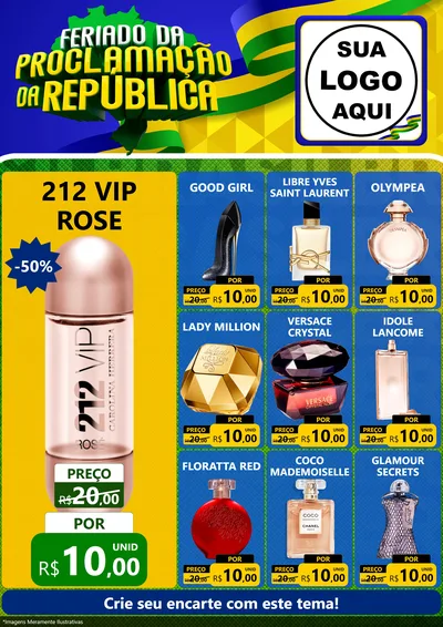 Modelo de Encarte para Encarte A4 Vertical com o tema Feriado da Proclamação da República para Perfumes