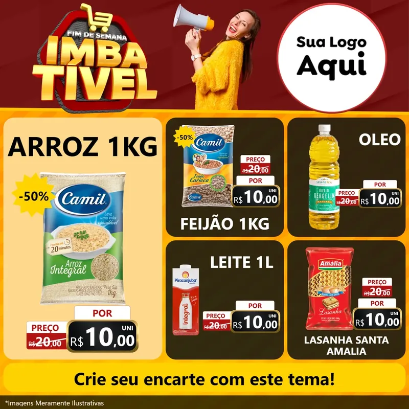 Modelo de Rede Social para Feed Facebook com o tema Fim de Semana Imbatível para Supermercado