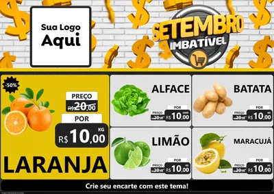 Modelo de Encarte para Encarte A4 Horizontal com o tema Setembro Imbatível para Hortifrúti