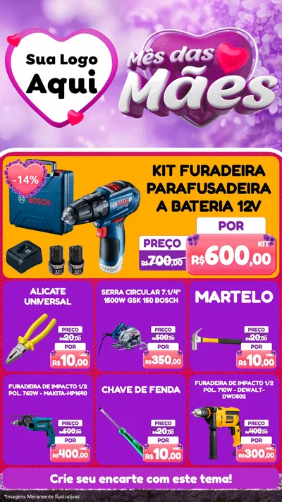 Modelo de Rede Social para Stories com o tema Mês das Mães para Maquinas e Ferramentas