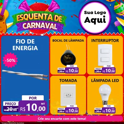 Modelo de Rede Social para Feed Facebook com o tema Esquenta de Carnaval para Materiais Elétricos