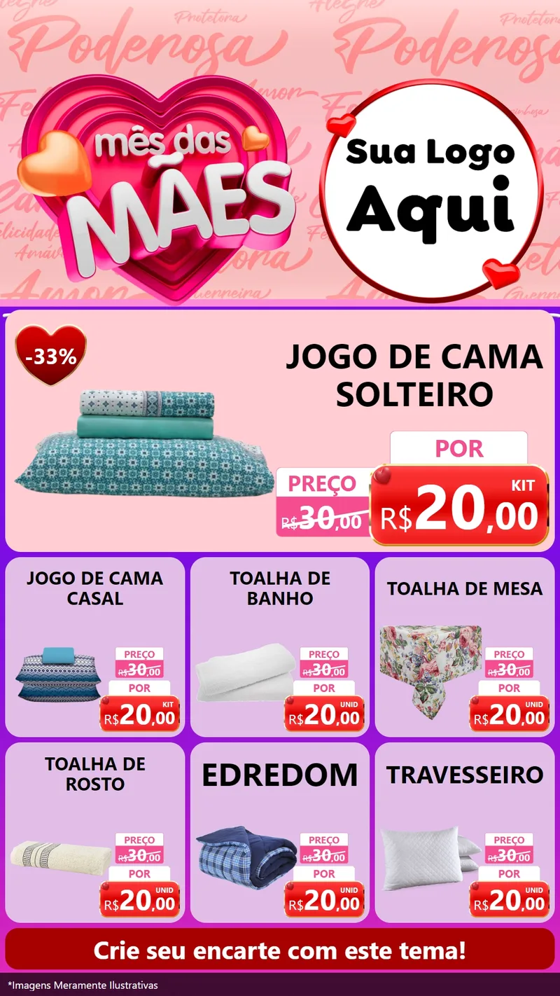 Modelo de Rede Social para Stories com o tema Mês Das Mães para Cama, Mesa e Banho