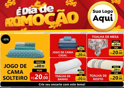Modelo de Encarte para Encarte A4 Horizontal com o tema É Dia De Promoção para Cama, Mesa e Banho