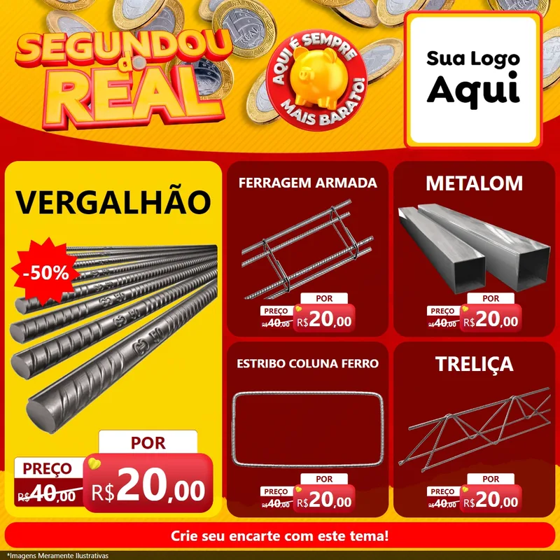 Modelo de Rede Social para Feed Facebook com o tema Segundou do Real para Ferragens