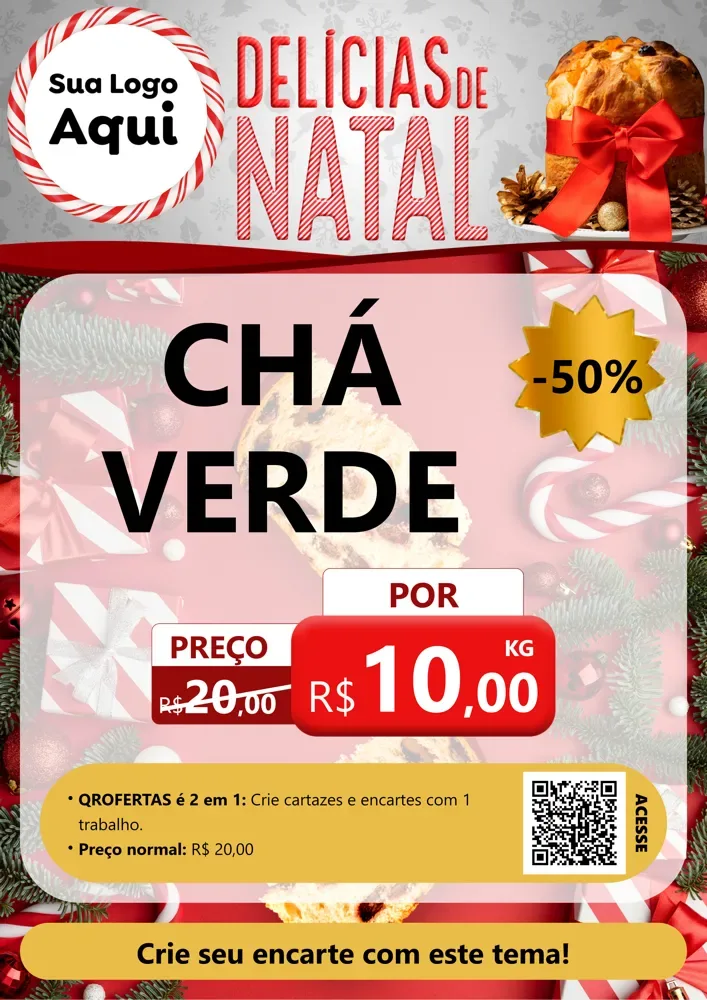 Modelo de Cartaz para Cartaz A4 Vertical com o tema Delícias de Natal para Produtos Naturais