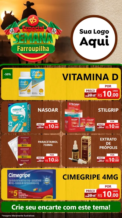 Modelo de TV para TV Vertical com o tema Especial Semana Farroupilha para Farmácia