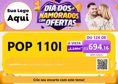 Modelo de Cartaz para Cartaz A4 Horizontal com o tema Dia Dos Namorados Com Ofertas para Concessionaria de Motos