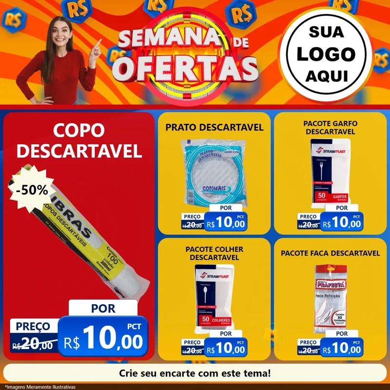 Modelo de Rede Social para Feed Facebook com o tema Semana de Ofertas para Embalagens