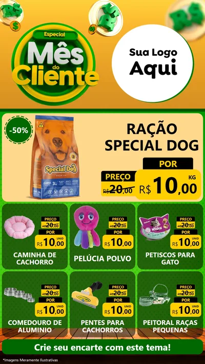 Modelo de Rede Social para Stories com o tema Especial Mês do Cliente para Pet Shop