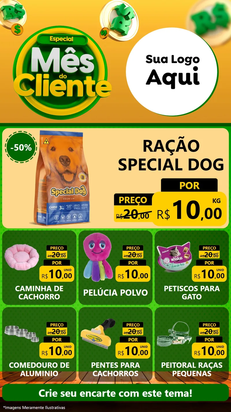 Modelo de Rede Social para Stories com o tema Especial Mês do Cliente para Pet Shop