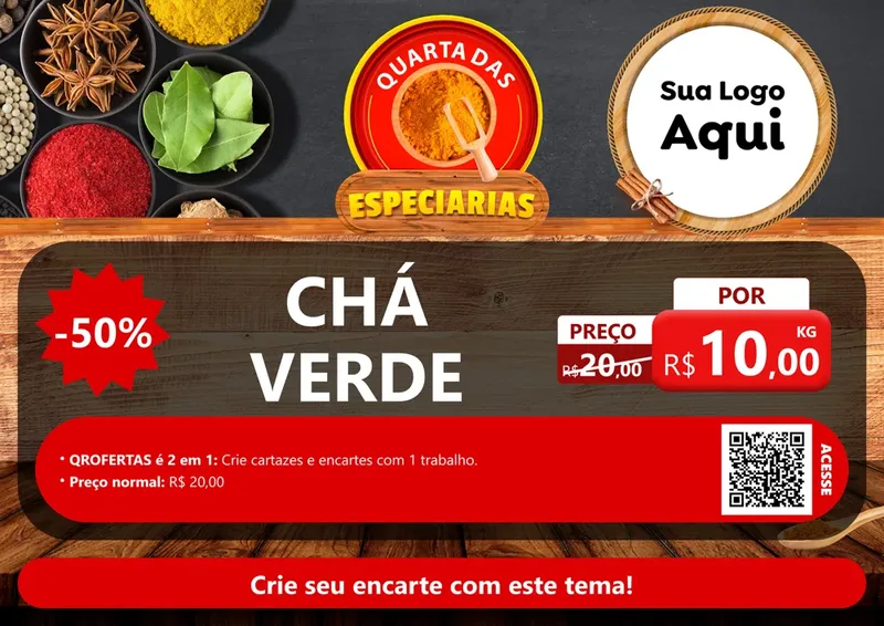 Modelo de Cartaz para Cartaz A4 Horizontal com o tema Quarta das Especiarias para Produtos Naturais