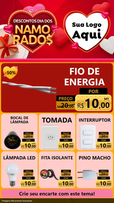 Modelo de Rede Social para Stories com o tema Descontos Dia dos Namorados para Materiais Elétricos