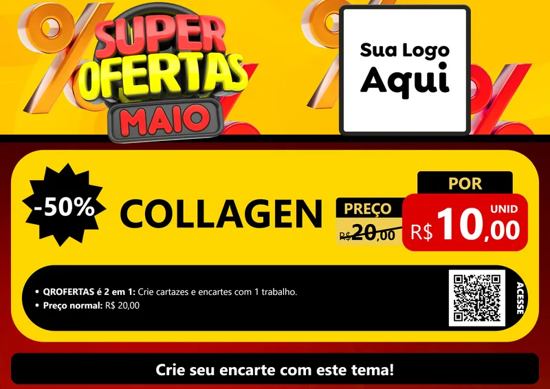 Modelo de Cartaz para Cartaz A4 Horizontal com o tema Super Ofertas Maio para Suplementos alimentares