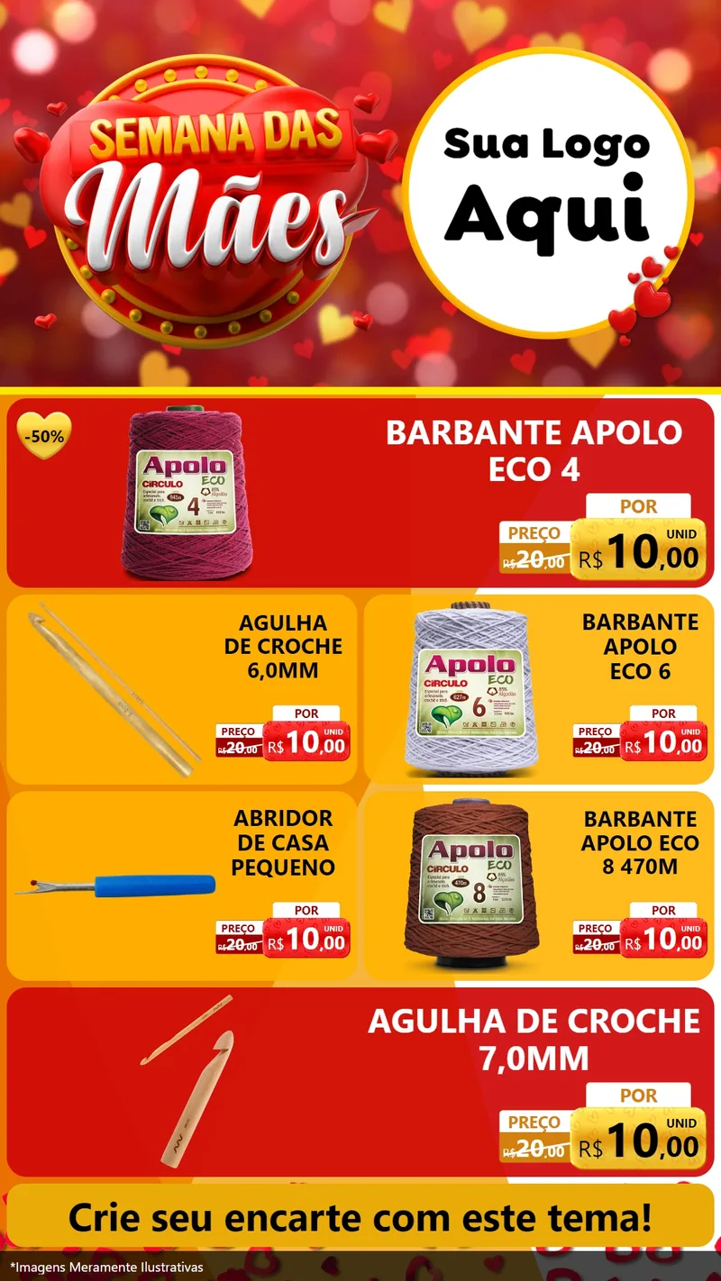 Modelo de TV para TV Vertical com o tema Semana das Mães para Armarinho e Aviamentos