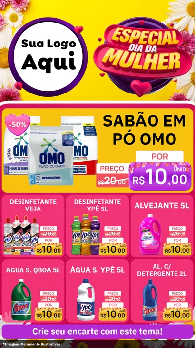 Modelo de Rede Social para Stories com o tema Especial Dia da Mulher para Produtos de Limpeza