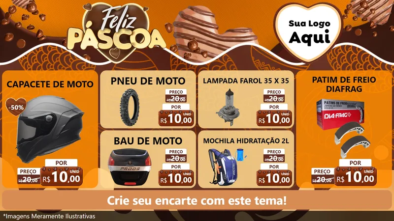 Modelo de TV para TV Horizontal com o tema Feliz Páscoa para Moto peças