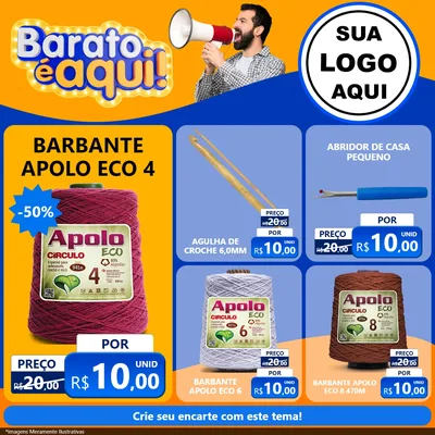 Modelo de Rede Social para Feed Facebook com o tema Barato é aqui para Armarinho e Aviamentos