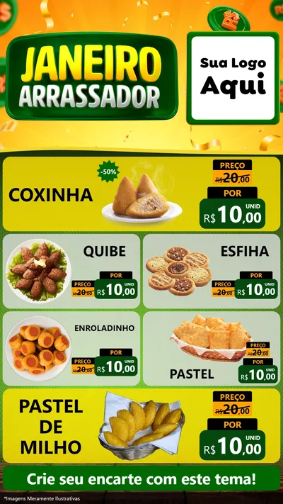 Modelo de TV para TV Vertical com o tema Janeiro Arrasador para Salgadaria