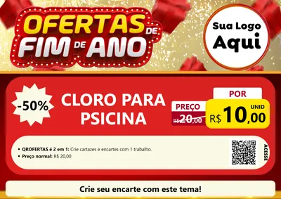 Modelo de Cartaz para Cartaz A4 Horizontal com o tema Ofertas de Fim de Ano para Produtos para Piscina