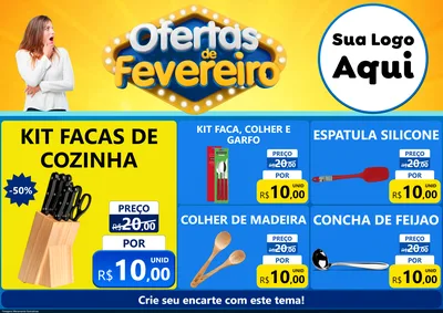 Modelo de Encarte para Encarte A4 Horizontal com o tema Ofertas de Fevereiro para Utilidades Domésticas