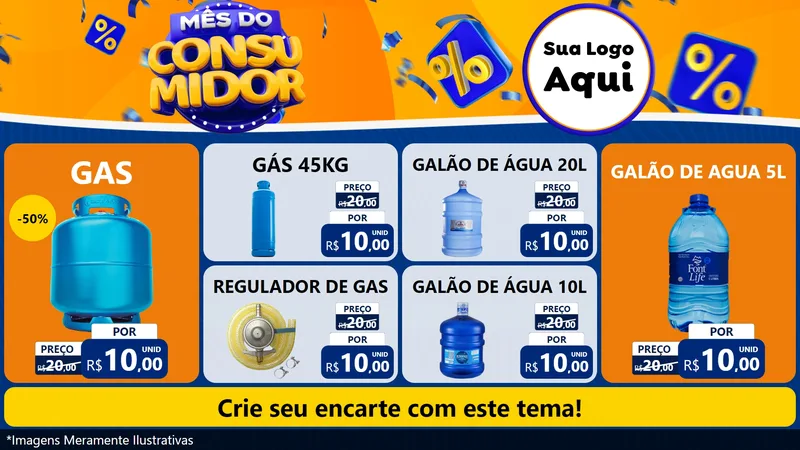 Modelo de TV para TV Horizontal com o tema Mês do Consumidor para Água e gás