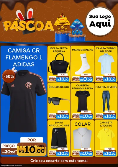 Modelo de Encarte para Encarte A4 Vertical com o tema Páscoa para Roupas e acessórios