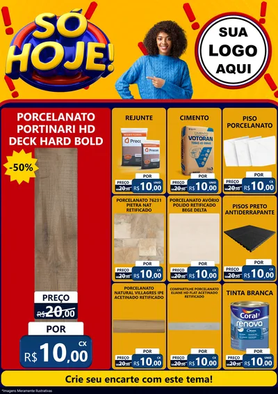 Modelo de Encarte para Encarte A4 Vertical com o tema Só Hoje! para Pisos e revestimentos