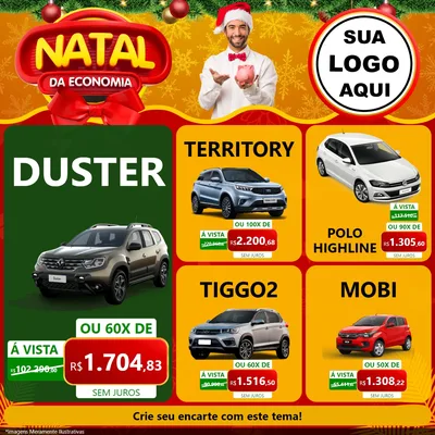 Modelo de Rede Social para Feed Facebook com o tema Natal da Economia para Concessionaria de Carros