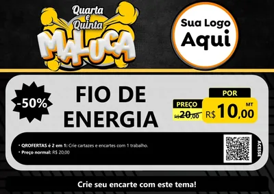 Modelo de Cartaz para Cartaz A4 Horizontal com o tema Quarta e Quinta Maluca para Materiais Elétricos