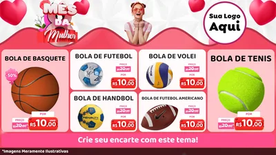 Modelo de TV para TV Horizontal com o tema Mês da Mulher para Artigos Esportivos