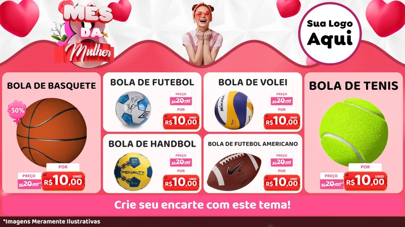 Modelo de TV para TV Horizontal com o tema Mês da Mulher para Artigos Esportivos