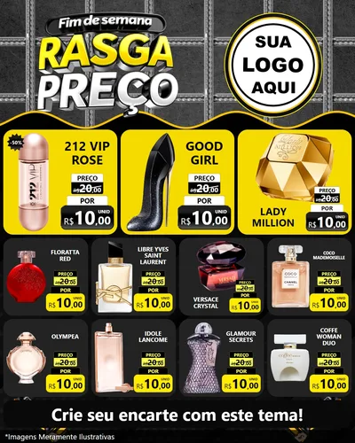 Modelo de Rede Social para Feed Instagram com o tema Fim de Semana Rasga Preço para Perfumes