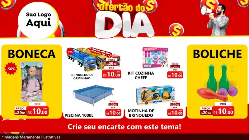 Modelo de TV para TV Horizontal com o tema Ofertão do dia para Brinquedos