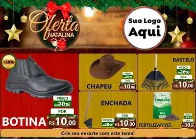 Modelo de Encarte para Encarte A4 Horizontal com o tema Ofertas Natalina para Agropecuária