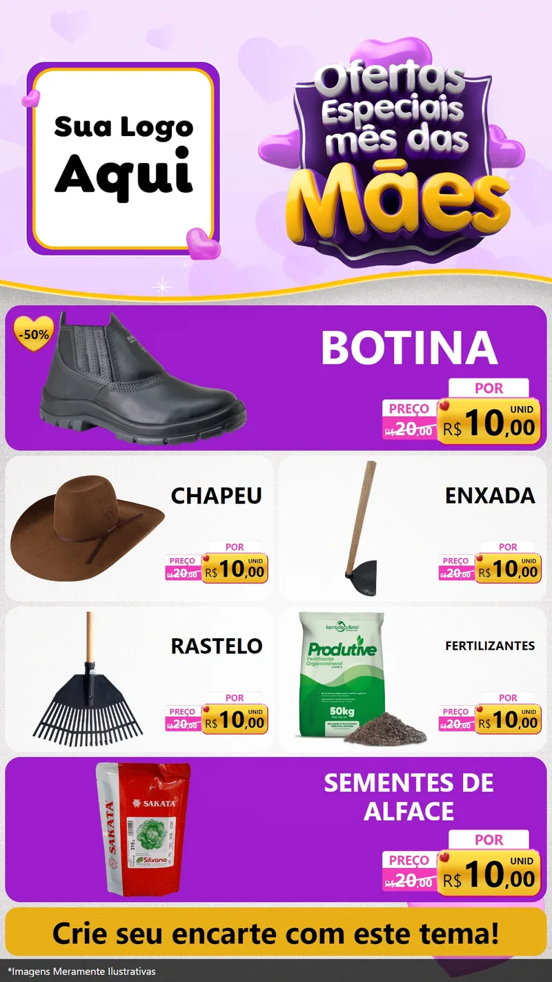 Modelo de TV para TV Vertical com o tema Ofertas Especiais - Mês das Mães para Agropecuária