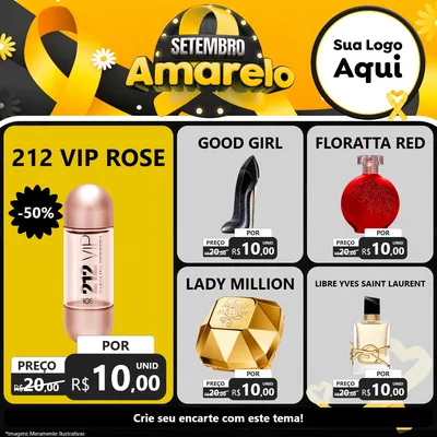 Modelo de Rede Social para Feed Facebook com o tema Setembro Amarelo para Perfumes