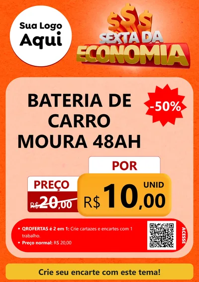 Modelo de Cartaz para Cartaz A4 Vertical com o tema Sexta da Economia para Baterias Elétricas