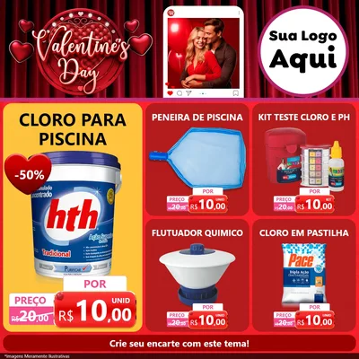 Modelo de Rede Social para Feed Facebook com o tema Valentine's Day para Produtos para Piscina