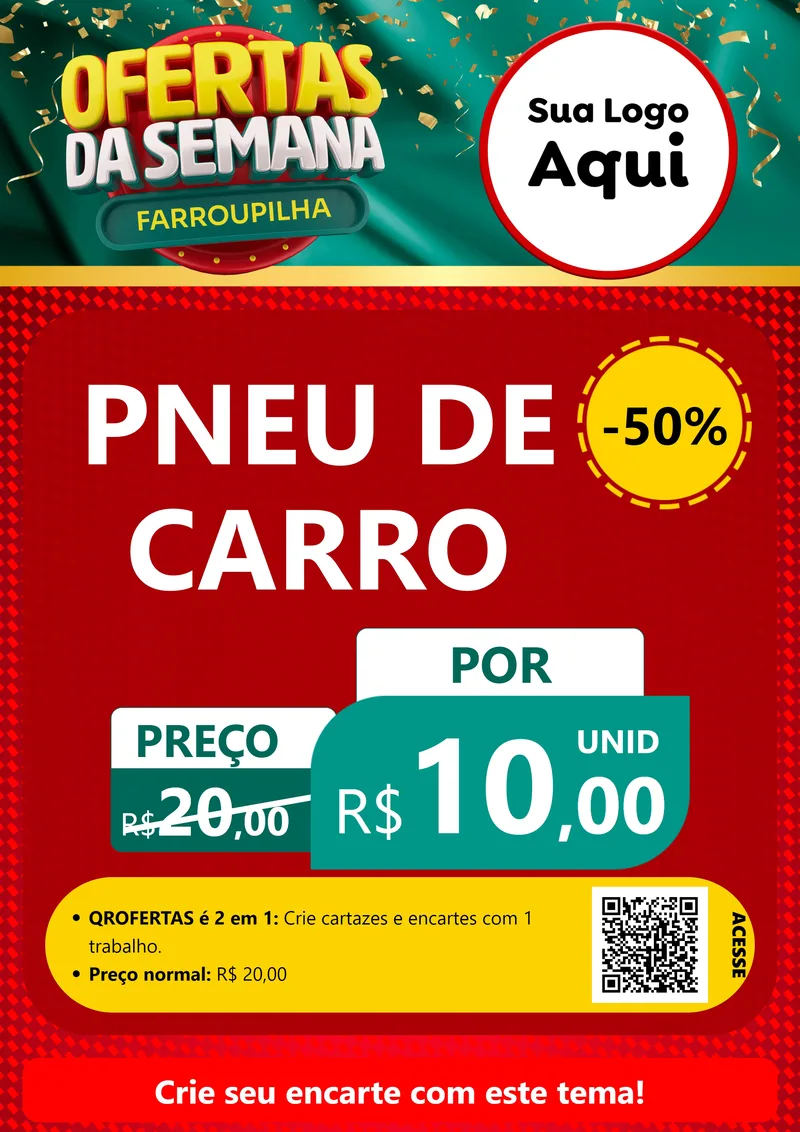 Modelo de Cartaz para Cartaz A4 Vertical com o tema Ofertas da Semana Farroupilha para Auto peças