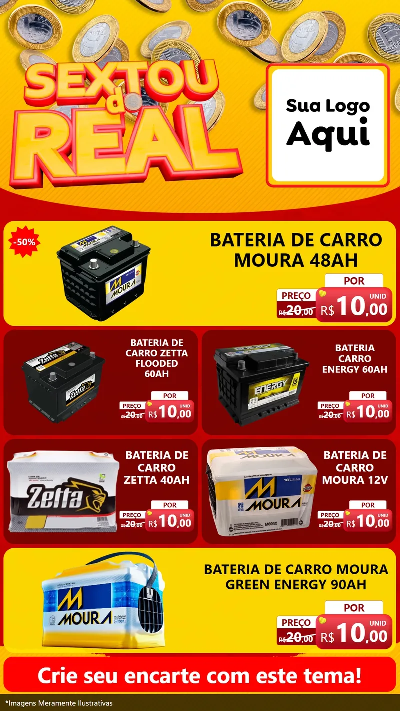 Modelo de TV para TV Vertical com o tema Sextou do Real para Baterias Elétricas