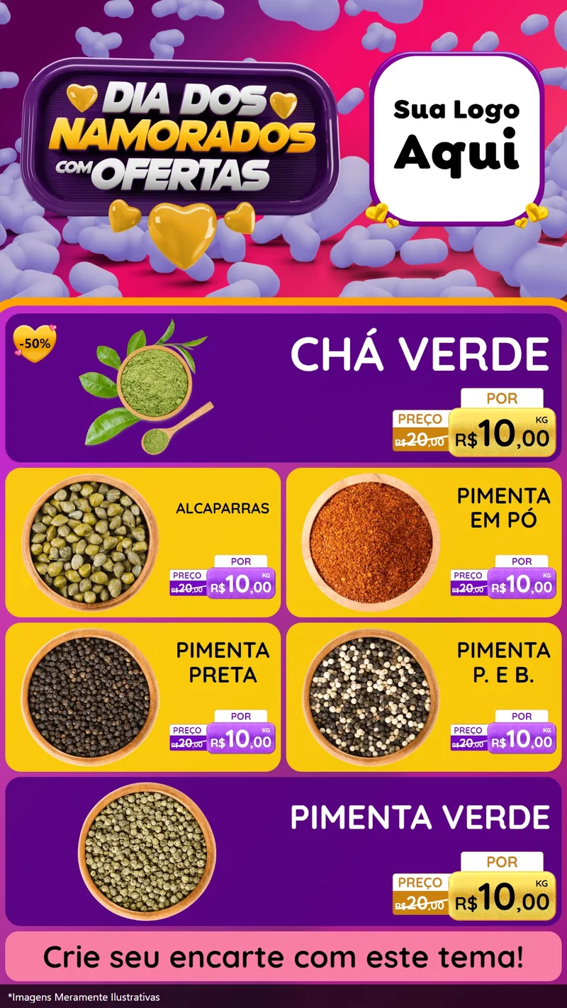 Modelo de TV para TV Vertical com o tema Dia Dos Namorados Com Ofertas para Produtos Naturais