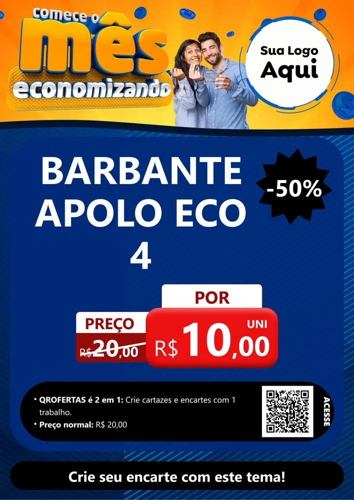 Modelo de Cartaz para Cartaz A4 Vertical com o tema Comece O Mês Economizando para Armarinho e Aviamentos