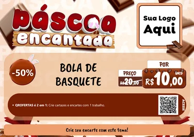 Modelo de Cartaz para Cartaz A4 Horizontal com o tema Páscoa Encantada para Artigos Esportivos
