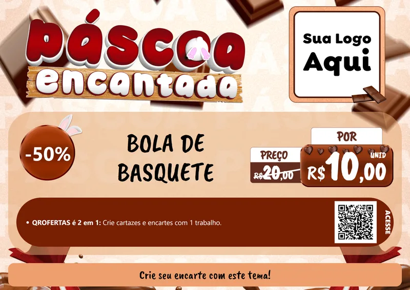 Modelo de Cartaz para Cartaz A4 Horizontal com o tema Páscoa Encantada para Artigos Esportivos